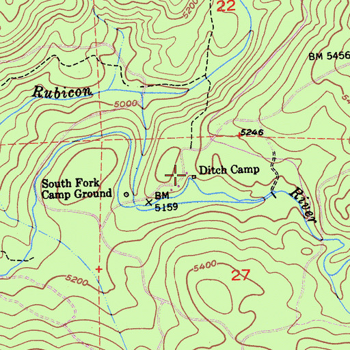 Topographic Map of Ditch Camp, CA