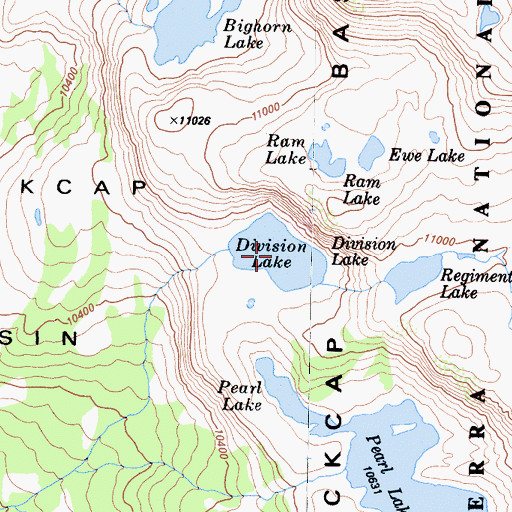 Topographic Map of Division Lake, CA