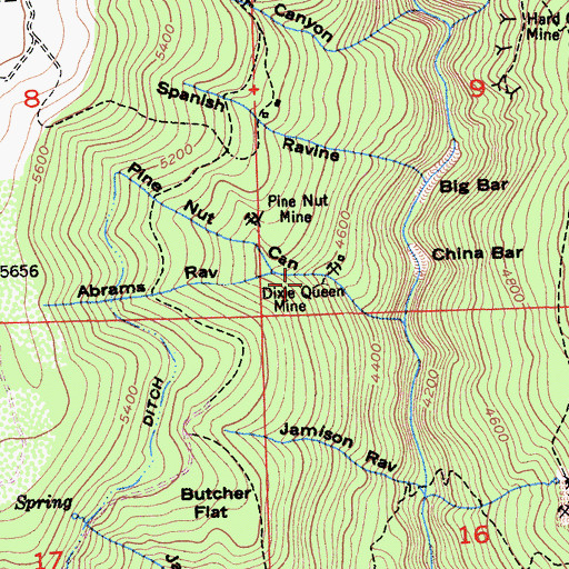 Topographic Map of Dixie Queen Mine, CA