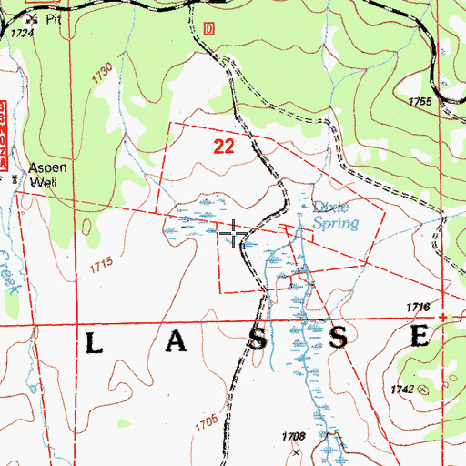 Topographic Map of Dixie Spring, CA