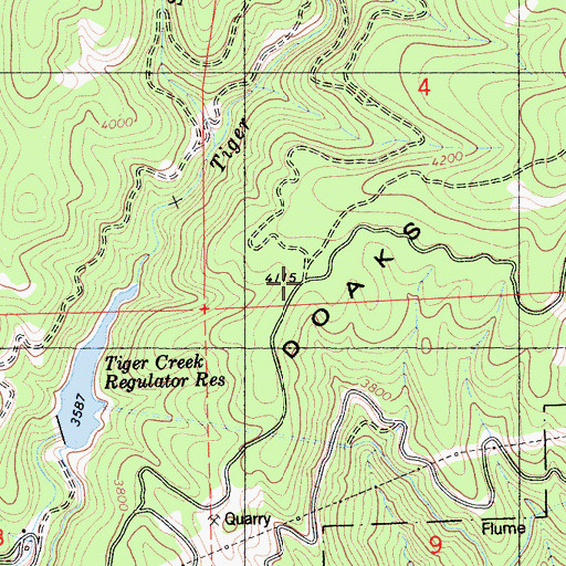 Topographic Map of Doaks Ridge, CA