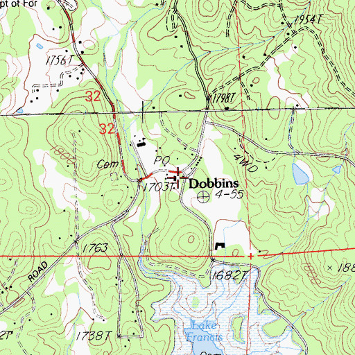 Topographic Map of Dobbins, CA