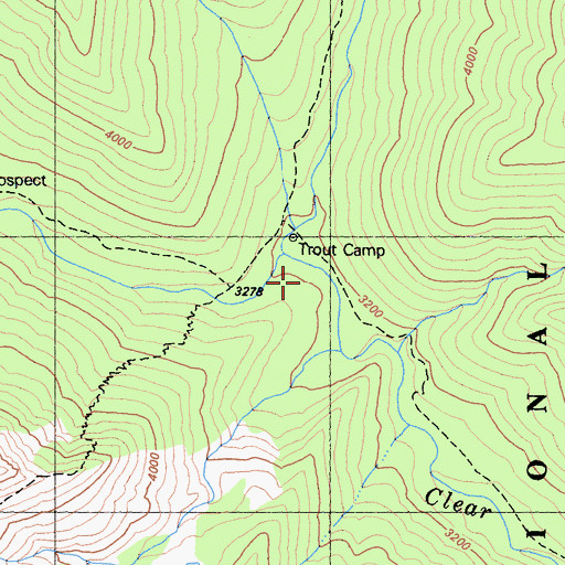 Topographic Map of Doe Creek, CA
