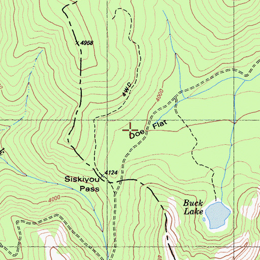 Topographic Map of Doe Flat, CA