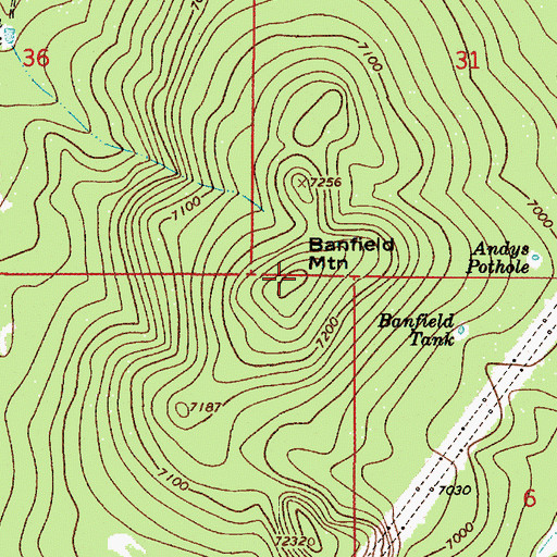 Topographic Map of Banfield Mountain, AZ