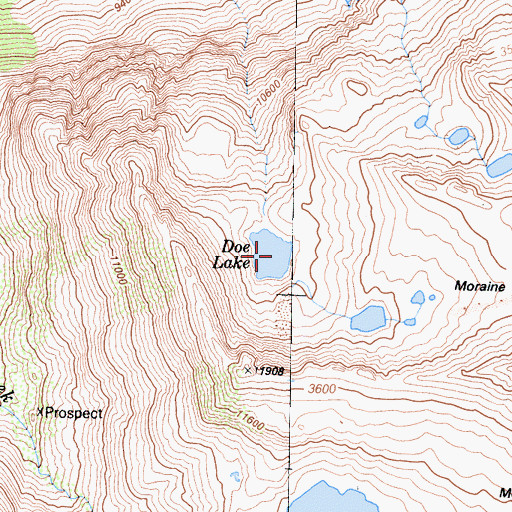 Topographic Map of Doe Lake, CA
