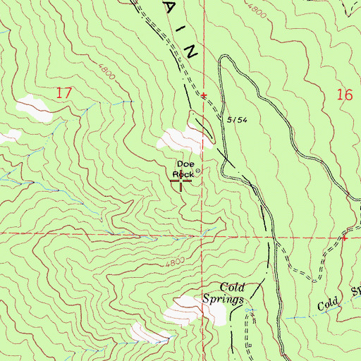 Topographic Map of Doe Rock, CA