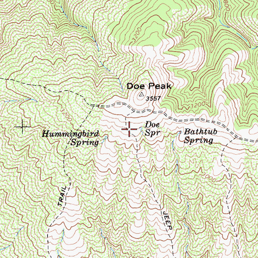Topographic Map of Doe Spring, CA