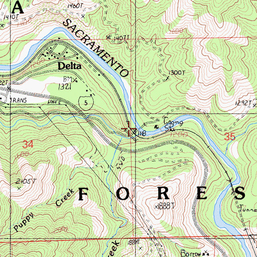 Topographic Map of Dog Creek, CA
