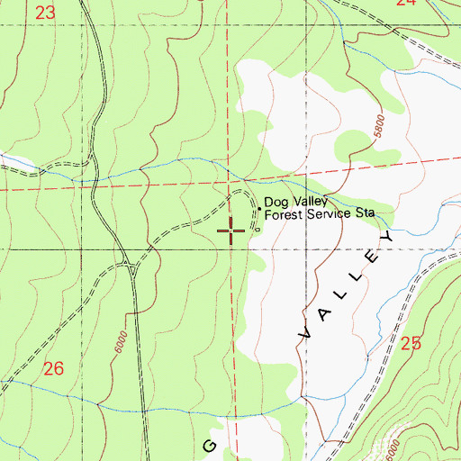 Topographic Map of Dog Valley Guard Station, CA