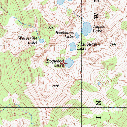 Topographic Map of Dogwood Lake, CA