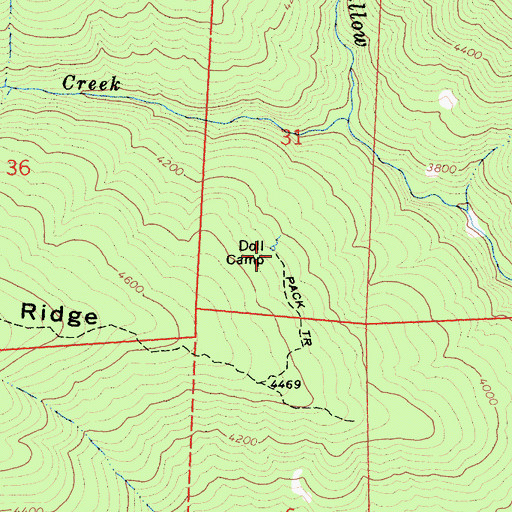 Topographic Map of Doll Camp, CA