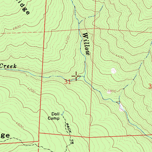 Topographic Map of Doll Creek, CA