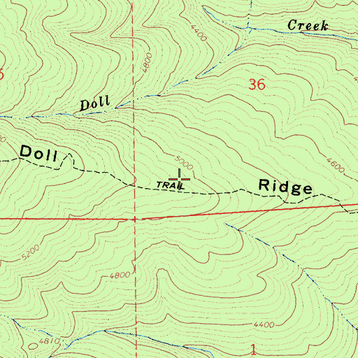 Topographic Map of Doll Ridge, CA