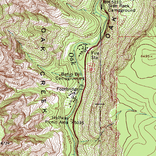 Topographic Map of Banjo Bill Campground, AZ