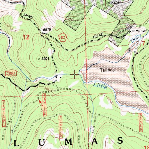 Topographic Map of Dolly Creek, CA