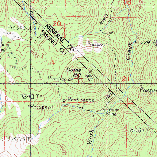 Topographic Map of Dome Hill, CA