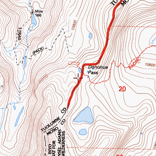 Topographic Map of Donohue Pass, CA