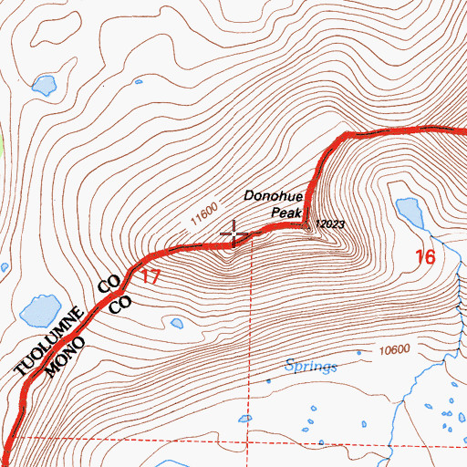 Topographic Map of Donohue Peak, CA