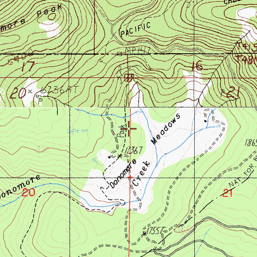 Topographic Map of Donomore Meadows, CA