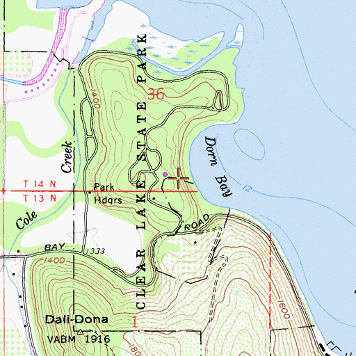 Topographic Map of Dorn Bay, CA