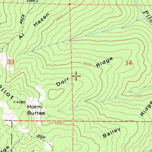 Topographic Map of Dorr Ridge, CA