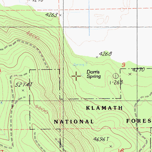 Topographic Map of Dorris Spring, CA