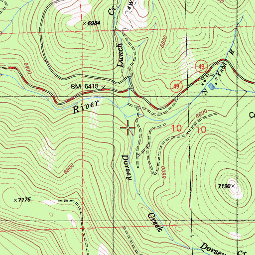 Topographic Map of Dorsey Creek, CA