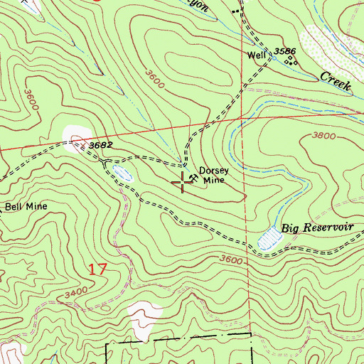 Topographic Map of Dorsey Mine, CA