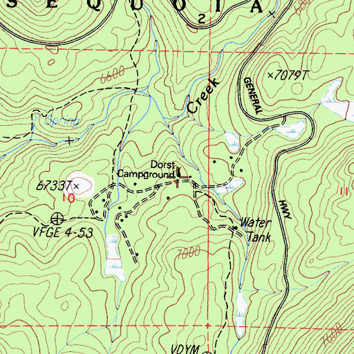Topographic Map of Dorst Campground, CA