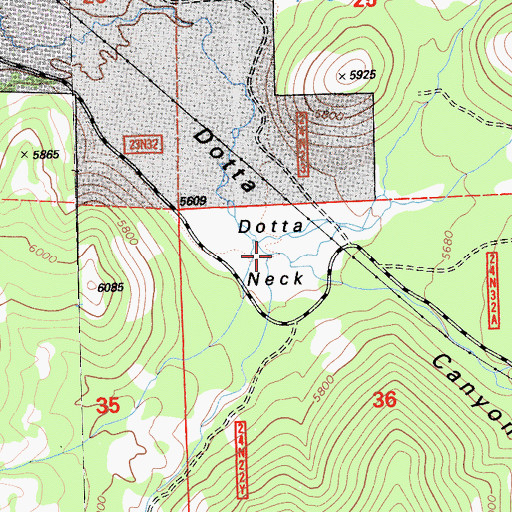 Topographic Map of Dotta Neck, CA