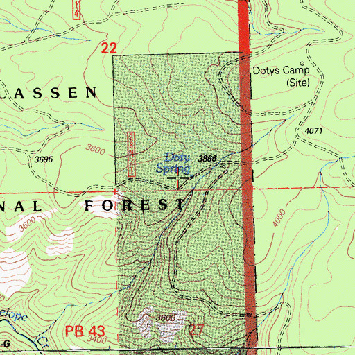 Topographic Map of Doty Spring, CA