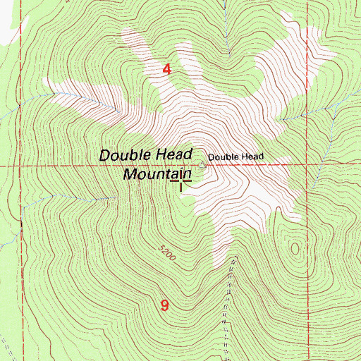 Topographic Map of Double Head Mountain, CA