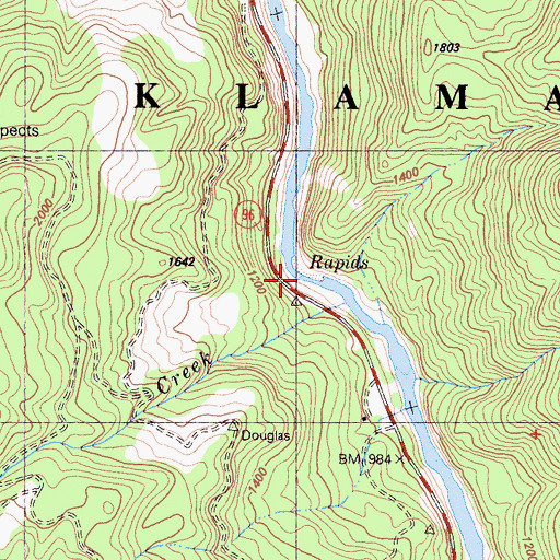 Topographic Map of Douglas Creek, CA