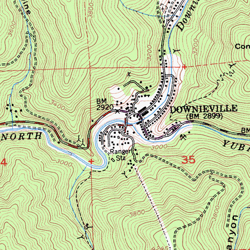 Topographic Map of Downie River, CA