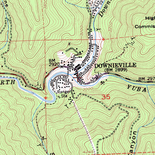 Topographic Map of Downieville, CA