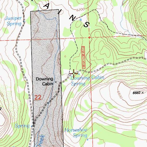 Topographic Map of Downing Cabin Spring, CA