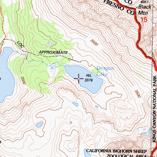 Topographic Map of Dragon Lake, CA