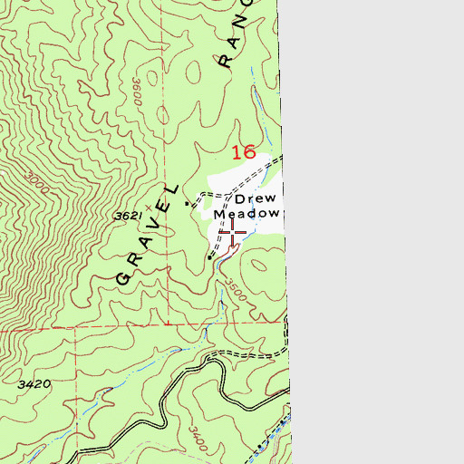 Topographic Map of Drew Meadow, CA