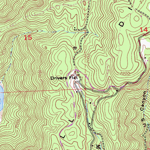 Topographic Map of Drivers Flat, CA