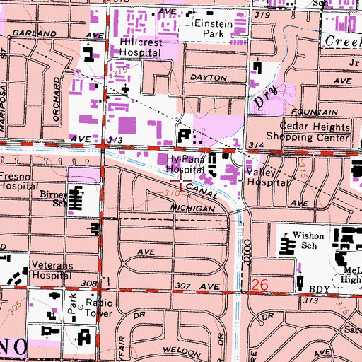 Topographic Map of Dry Creek, CA