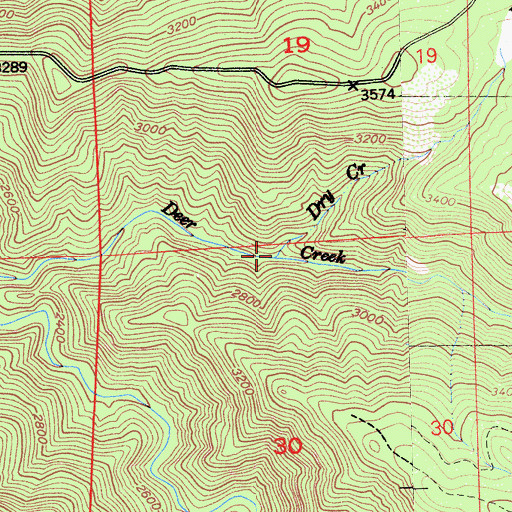 Topographic Map of Dry Creek, CA
