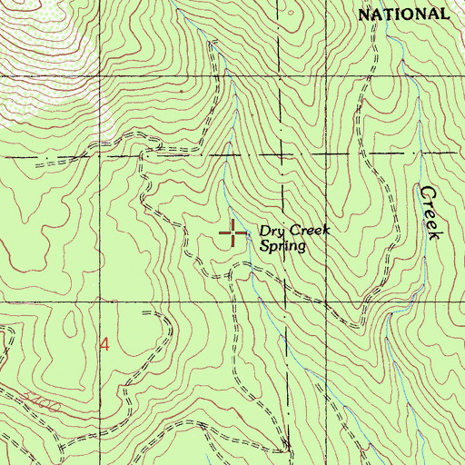 Topographic Map of Dry Creek Spring, CA
