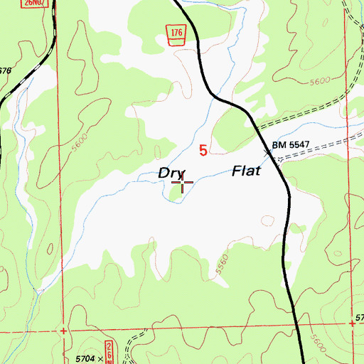 Topographic Map of Dry Flat, CA