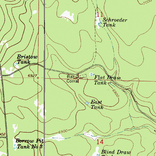 Topographic Map of Bar D Corral, AZ