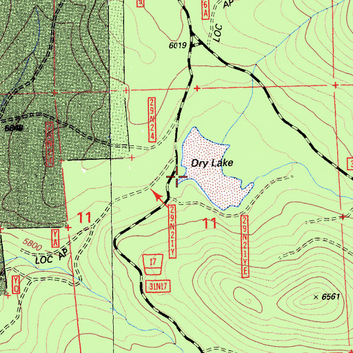 Topographic Map of Dry Lake Campground, CA