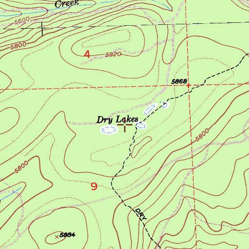 Topographic Map of Dry Lakes, CA