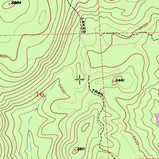 Topographic Map of Dry Lakes Trail, CA