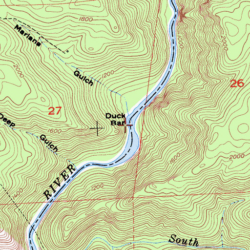 Topographic Map of Duck Bar, CA
