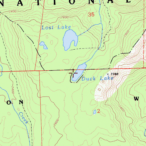 Topographic Map of Duck Lake, CA